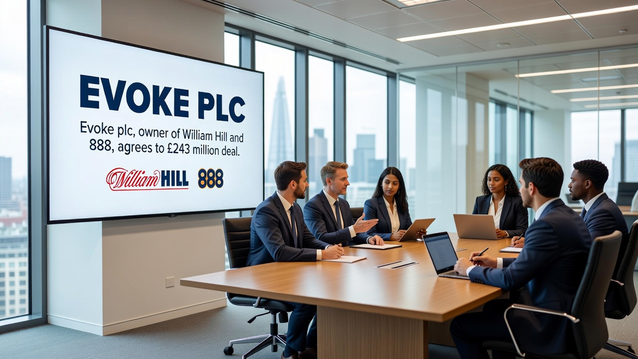 Greek and UK casino operators reviewing financial documents during international merger discussions