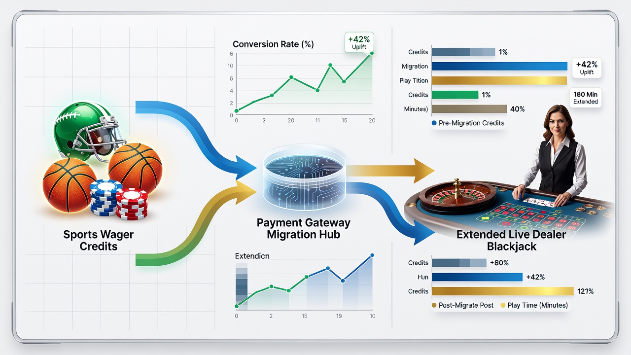Mobile interface demonstrating seamless credit transfer from sports betting to live blackjack and slots