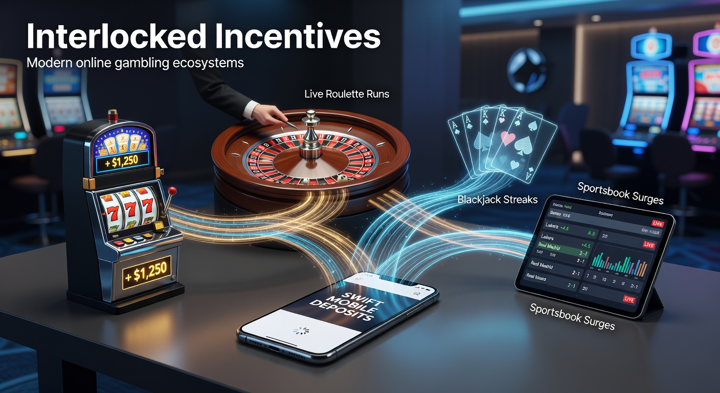 Mobile phone screen showing slot machine win notification transitioning to live roulette table with quick deposit prompt
