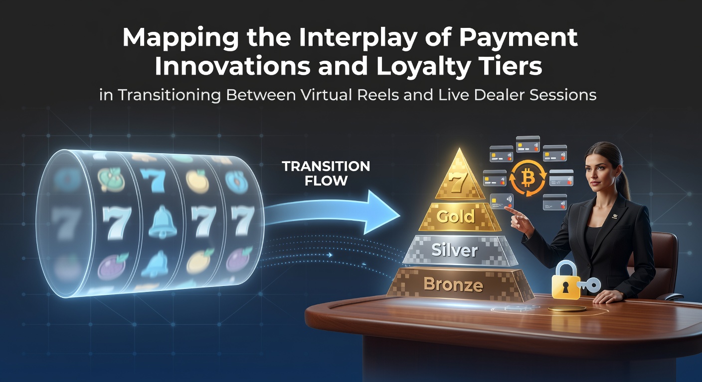 Illustration showing seamless transitions between virtual slot reels and live dealer tables with payment flows and loyalty indicators