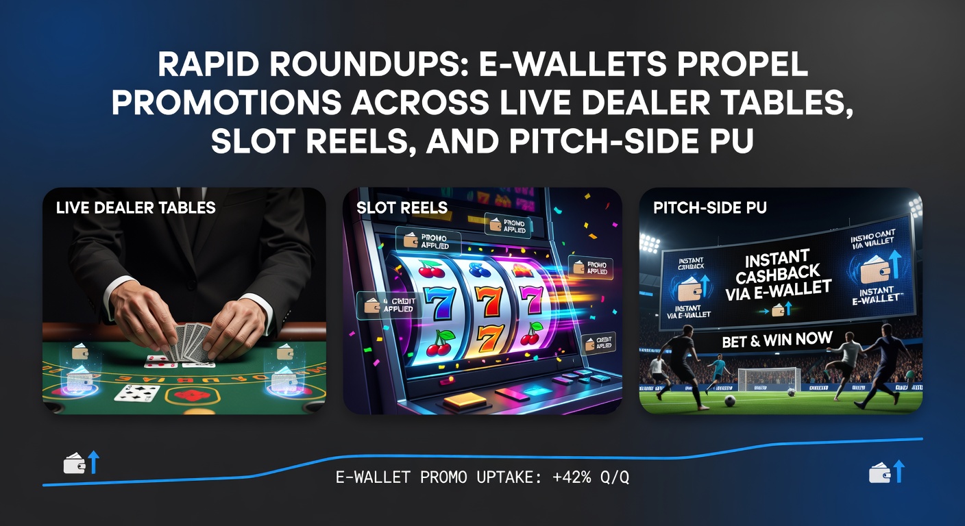 Dynamic screenshot collage of e-wallet deposit screens flowing into live dealer roulette, colorful slot reels, and live sports betting interfaces with bonus notifications popping up