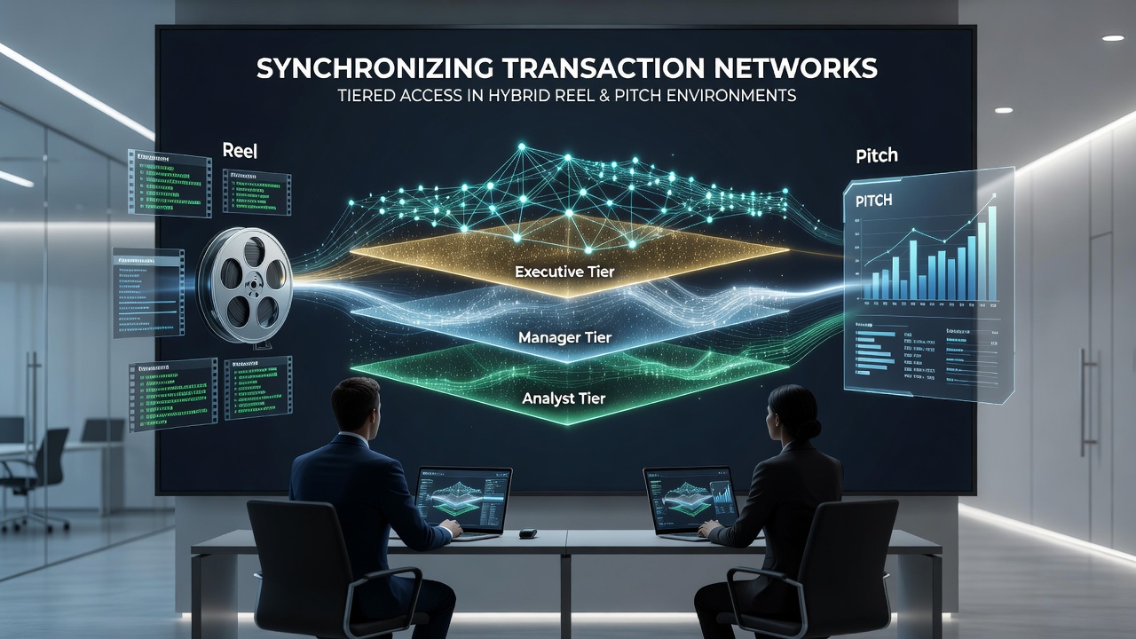 Diagram showing synchronized transaction flows between slot reels and sports betting pitches with tiered access layers