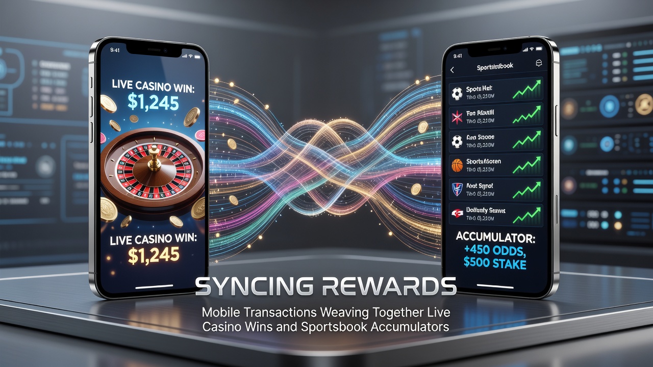 VIP player dashboard illustrating synced rewards between sports accumulators and live casino wins